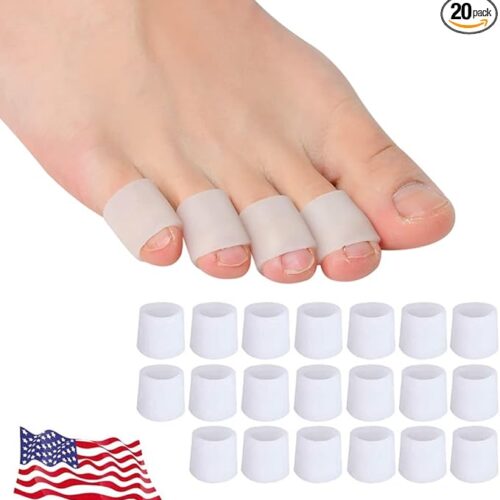 Toe Protectors Women & Men, 20 Pcs Silicone Toe Sleeves Corn Pads for Pinky Toe - Pain Relief Pinky Toe Protector Gel Toe Covers for Bunion Blisters, Hammer Toes, Toenails Loss
