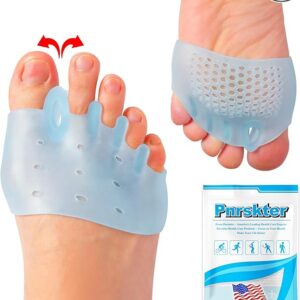 Toe Spacers & Metatarsal Pads (6PCS), Breathable Ball of Foot Cushions, Gel Toe Separator, Relief Foot and Bunion Pain, Plantar Fasciitis, Mortons Neuroma, Blisters, Diabetic Feet, Hammer Toe